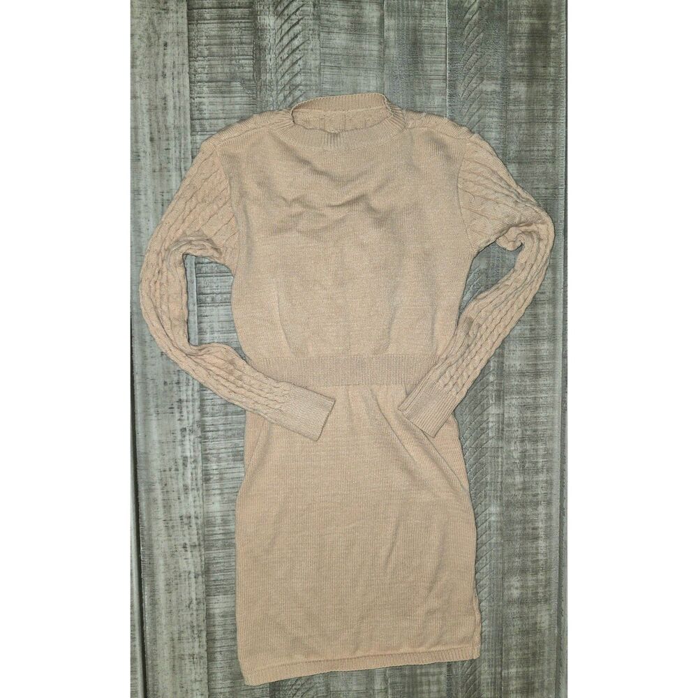 Fall Neutral Tan Knit Sweater Dress size medium